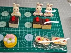 ウサギフィギュアとスイーツセット