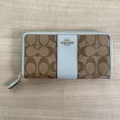 CH369 COACH コーチ ラウンドジップ長財布 シグネチャー ライトブルー
