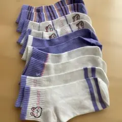 ウサギ刺繍キッズショートソックス5足セット