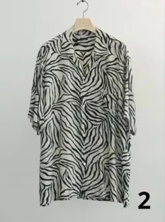 COMOLI 26SS ZEBRA S/S OPEN COLLAR SHIRT