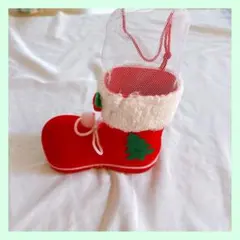 ☆クリスマス キャンディーブーツ フロッキング装飾 バッグ おやつ入れ