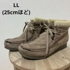 モカシンブーツ LL ニット ブラウン スエード シューズ 秋冬 茶色