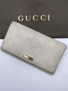 【最終値下げ】GUCCI 白ベージュレザー長財布 GGパターン
