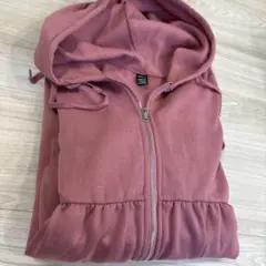 フード付きロング丈パーカー Lサイズ ピンク