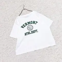 【スタディオクリップ】 カレッジロゴ プリントTシャツ (F) 白 緑