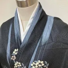 夏着物 洗える着物 黒 飛び柄 ゆったりサイズ - メルカリ