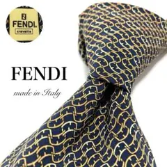 【極美品】FENDI ネクタイ 希少 ブランド 高級 リッチ FF ゴールド