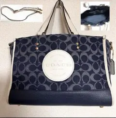 美品　現行　コーチ　ショルダーバッグ　2way デンプシー デニム　デカロゴ
