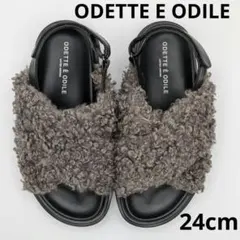 オデットエオディール　フェイクファークロス サンダル30 24cm グレー