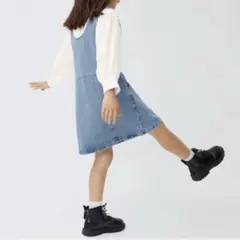 GU GIRLS デニム サロペットスカート 140cm ブルー