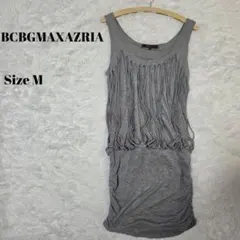 美品 BCBGMAXAZRIA フリンジ カットソー ワンピース グレー Mのサムネイル