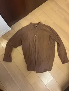 ブラウン ボタンダウン 長袖シャツ