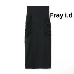 FRAY I.D ハイウエストギャザーミドルスカート ブラック Sのサムネイル