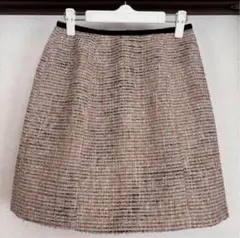 【美品】ビームスハート　台形ミニスカート フリーサイズ　ベージュ　ツイード調