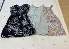 【100cm】ノースリーブ花柄ワンピース3点セット