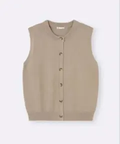 新品　GU フロントボタンセーター（ノースリーブ）　Lサイズ　ブラウンのサムネイル