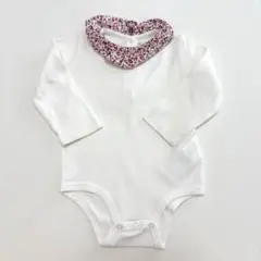 【ラルフローレン】ロンパース 70cm 6M 花柄襟 紫の薄シミあり