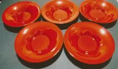 特選漆器　茶托　春慶　朝顔型　四寸　5枚セット