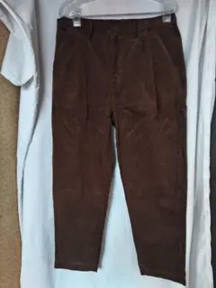 ブラウン コーデュロイ テーパードパンツ