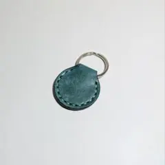 マヤ　プエブロ　レザー　牛革　本革　革　キーホルダー　turkey blue