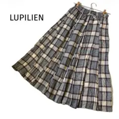 LUPILIEN コットン　チェック柄ロングフレアスカート　ナチュラル　綿100のサムネイル