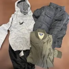 NikeパーカーS、ジャージパンツユニクロ130ダウン140カーキアウターセット