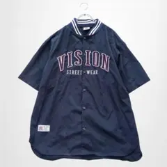 VISION STREET WEAR半袖スタジャンベースボールジャケット刺繍ロゴ