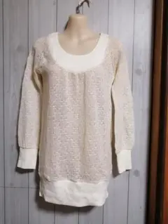 NATURAL BEAUTY BASIC 透かし編み 長袖ニット　セーター