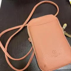 オレンジ 合成皮革 ショルダーバッグ