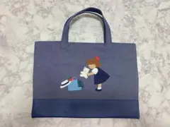 【新作】familiar★デニムバッグ★ネイビー（NB）手刺繍♡新品タグ付 familiar - 新品未使用 ファミリア familiar デニムバッグ