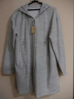 新品 COMME CA グレー フード付き ロングパーカー
