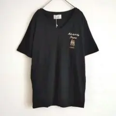 Denifits Tシャツ L ブラック 半袖 Vネック タグ付き カジュアル