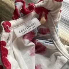 赤と白のストライプ・花柄ロンパース2点セット