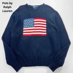 希少✨ラルフローレン 星条旗 コットンニット セーター クルーネック 90s