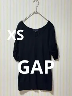 GAP Vネック カットソー 黒 綿100% ロールアップ袖 XS 最終価格❣️