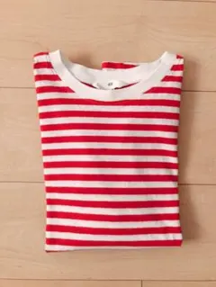 [海外購入] H&M ボーダーTシャツ オレンジ×オフホワイトのサムネイル