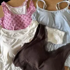 ブラトップセット　UNIQLO オフショルダー白　茶色　ピンク　水色　キャミ　M