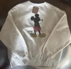 ディズニー　ミッキーマウス　プリント　裏起毛スウェット　トレーナー