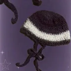 ビーニー ニット帽 パープル　ハンドメイド