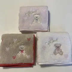 3枚　ジルスチュアート　くま　テディベア　ハンドタオル　タオルハンカチ　ミニ