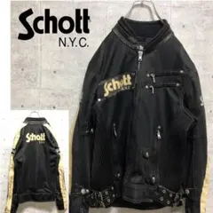 【レア古着】Schott メッシュ素材ライダースジャケット黒メンズヴィンテージ