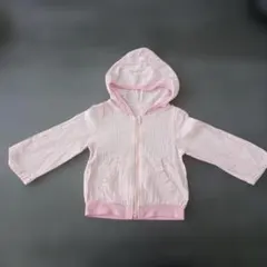 日焼け対策 パーカー uvカット ベビー 薄手アウター 綿100 ピンク フードのサムネイル
