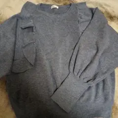 LOWRYS FARM (ローリーズファーム)フリル付きブルーニットセーター