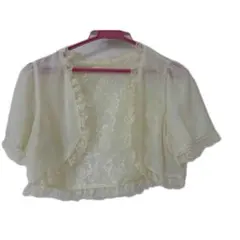 シフォン×レース 半袖ボレロ