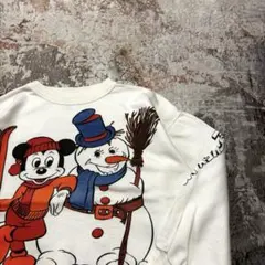 70s- ミッキー 雪だるま 両面プリント スウェット ロゴ オールドディズニー