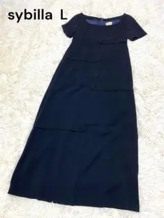 シビラ　半袖　フォーマル　ブラック　ロングワンピース　L