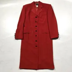 着丈107 セリーヌ ロングコート レッド 赤 ヴィンテージ 38 M