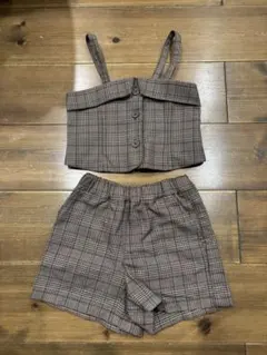 branshes チェック柄 トップスとショーツセット 100cm