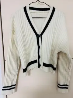 GRL アイボリー リブ編みカーディガン ショート丈