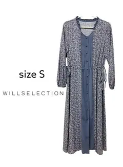【美品】ウィルセレクション　花柄　ワンピース　長袖　S